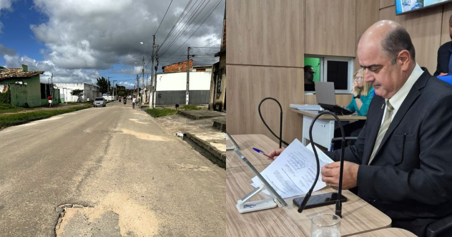Vereador Sandro de Bibi cobra revitalização asfáltica da Rua Frei Damião